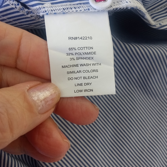 Mer Sea Coastal Blue Pin Stripe  Essential Shirt Dress | L/XL - Picture 10 of 11